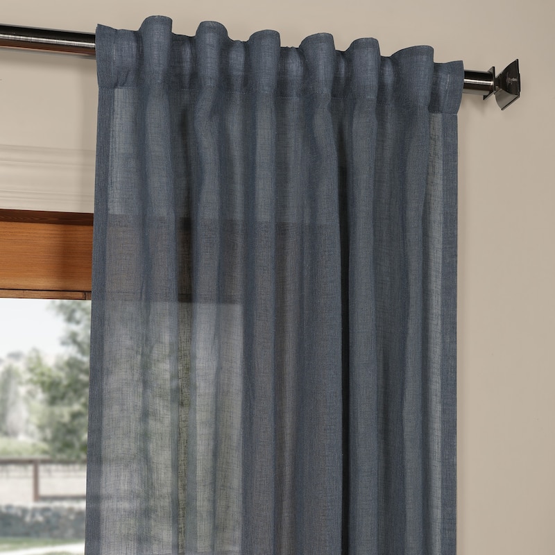 Exclusive Fabrics Solid Faux Linen Sheer Curtain (1 Panel)