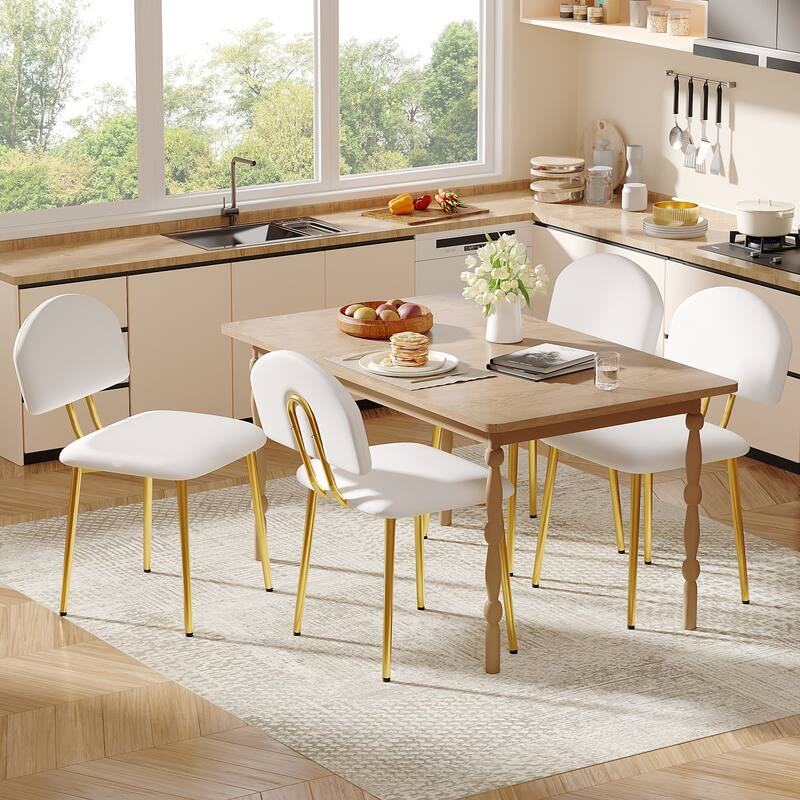 Javlergo Modern PU Leather Dining Chairs Set of 2 or 4 Upholstered Side Chairs Oval Back Compact Kitchen Chairs for Dining Room