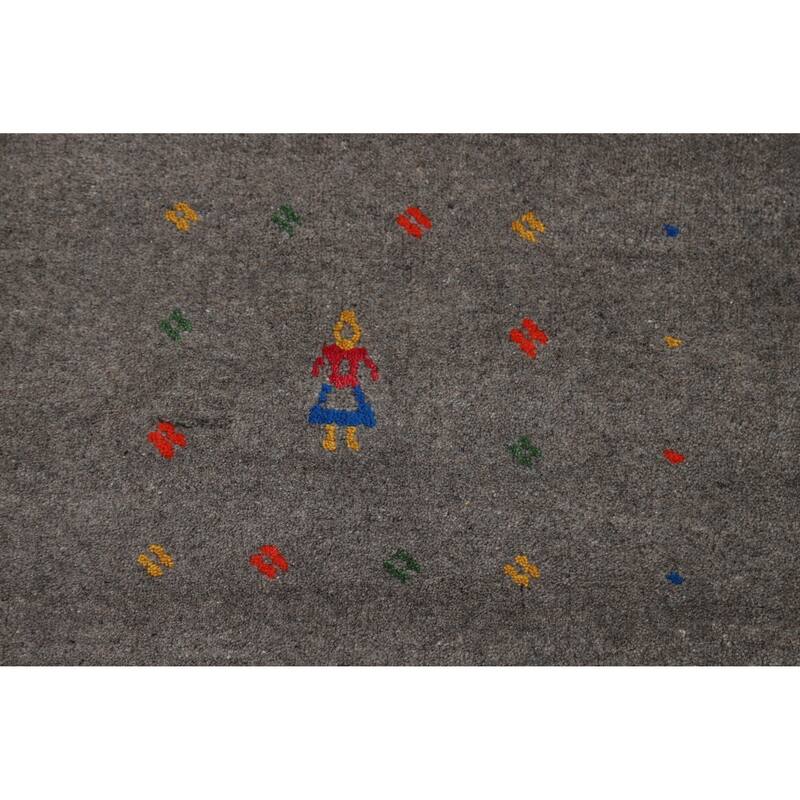 Gray Tribal Gabbeh Oriental Area Rug Hand-Knotted Wool Carpet - 8'3" x 9'10"