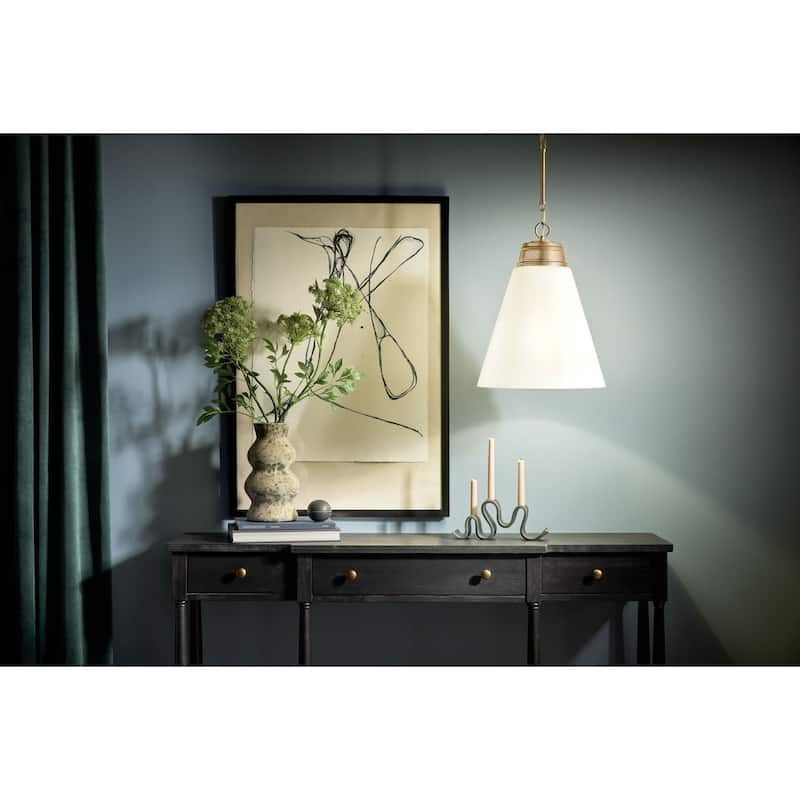 Kichler 52662 Marsailli 16" Wide Pendant with Glossy White Opal Glass