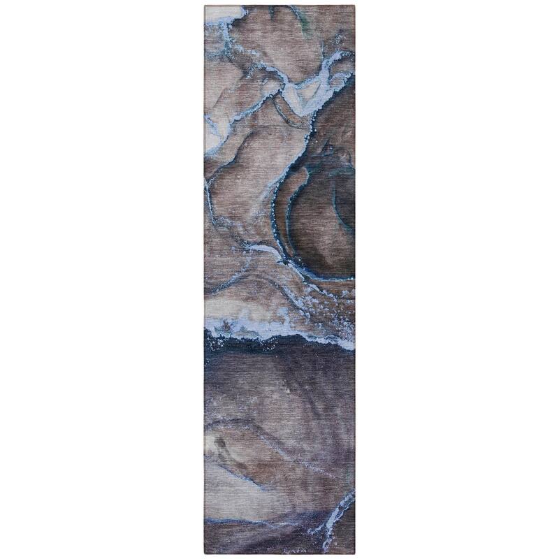 Fami Contemporary Abstract Weather Resistant Modern Chic Runner Outdoor Rug