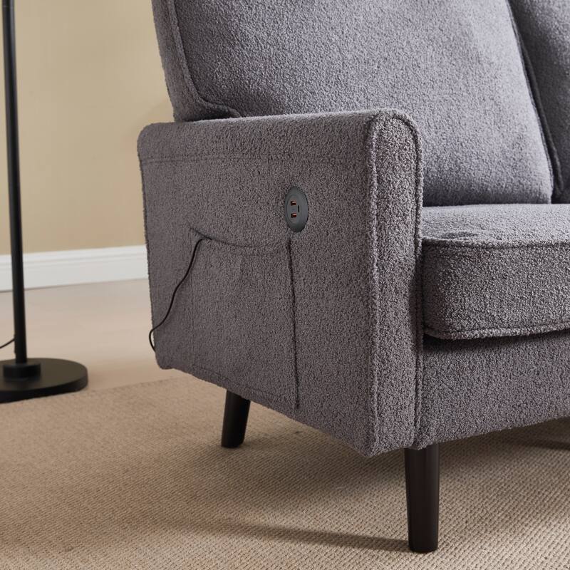 Loveseat Sofa Upholstered Deep Seat Sofa Modern Love Seat with USB & Removable Pillow Cover, Pockets 2-seat Armchair
