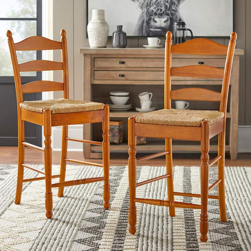 Simple Living Jessie Solid Wood Ladder back 24-inch Stool (Set of 2)