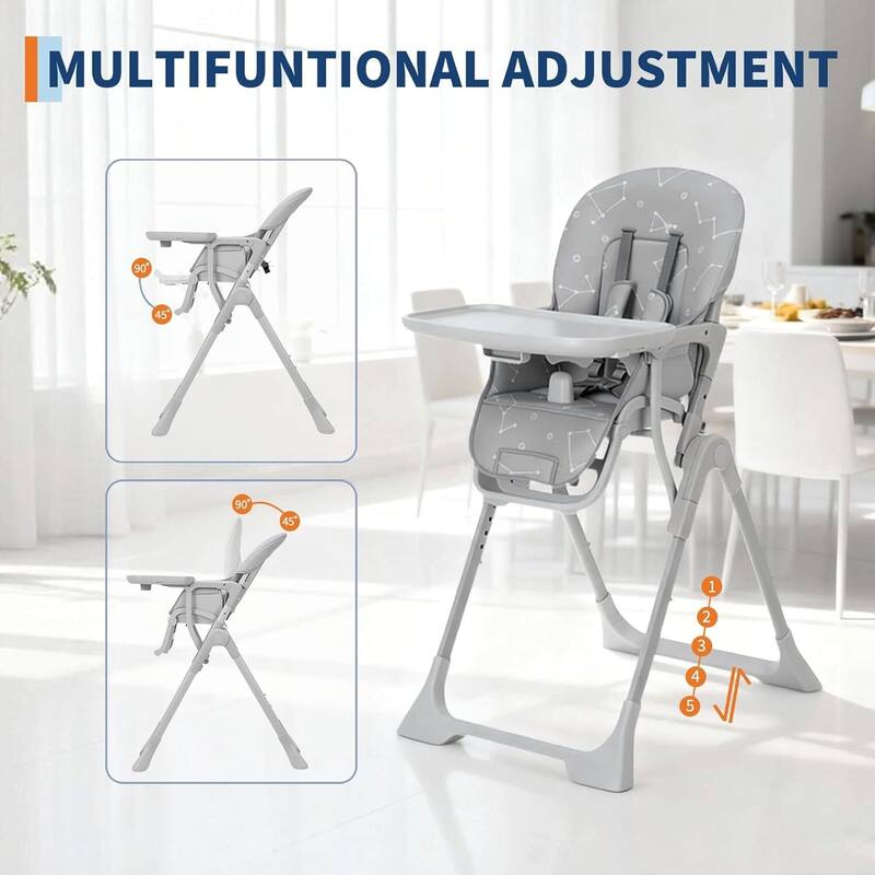 Adjustable Height Foldable Feeding Chairs for Babies and Toddlers