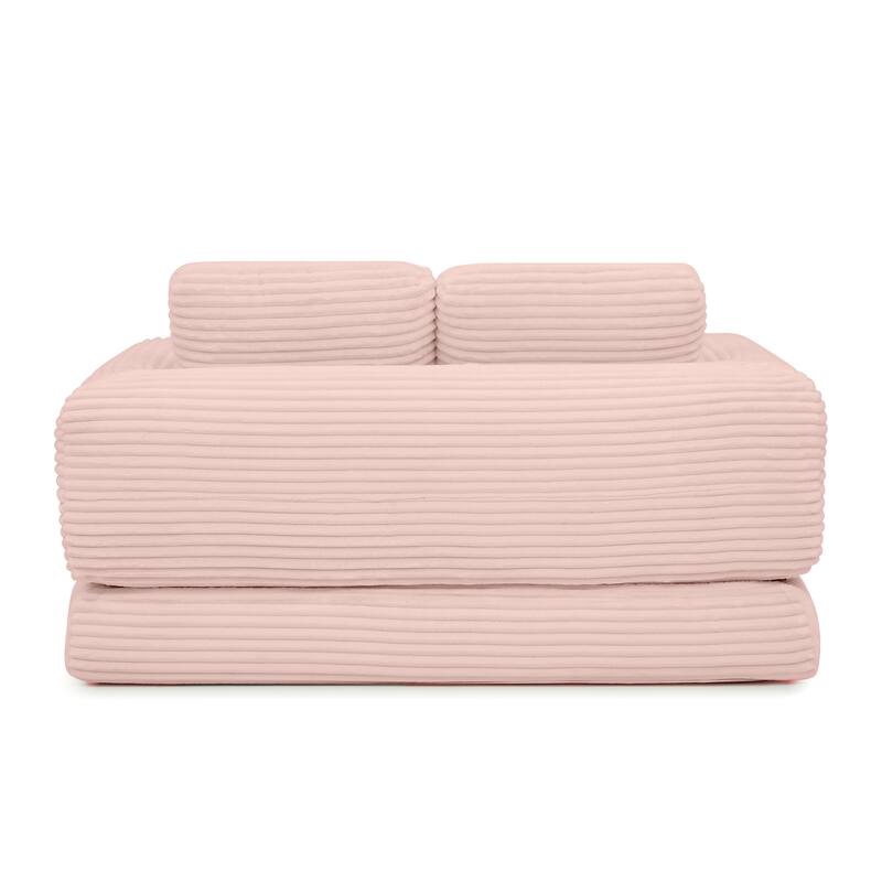 Pink Sofa Bed Sleeper Sofa with 2 Pillows, Upholstered Sofa Couch Loveseat 2-Seater Sofa Couch with Armrests