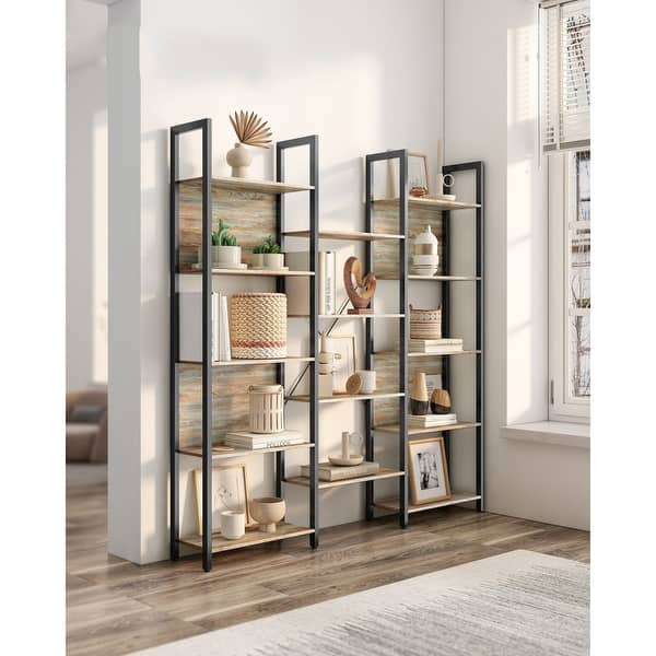 5-Tier Bookcase with 14 Shelves Oak with Blue Grains and Black - 9.4