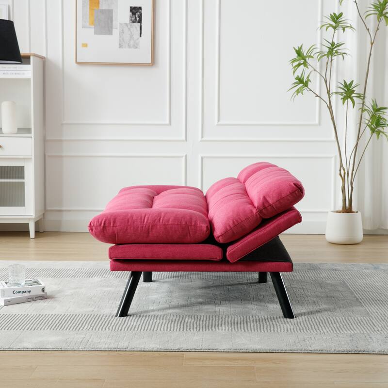 Modern 2-Seater Linen Sofa with Metal Legs, Set of 1