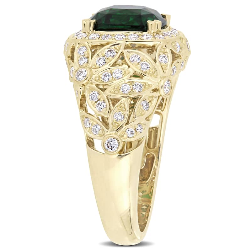 Miadora 3 3/4ct TGW Tsavorite and 5/8ct TDW Diamond Vintage Ring in 14k Yellow Gold
