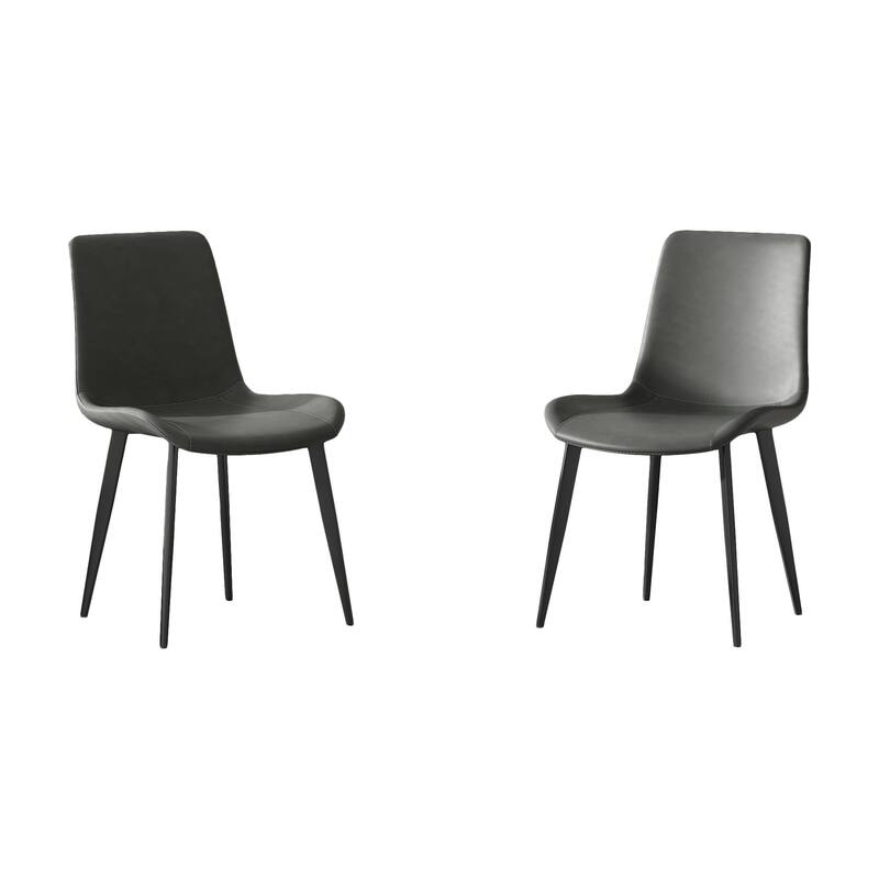 Dining Chairs 2PCS, Modern Kitchen & Dining Room Chairs, Upholstered Faux Leather Cushion Seat and Sturdy Metal Legs - Grey