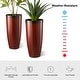 preview thumbnail 14 of 47, Glitzhome 30"H Set of 2 Oversized Gradient Cobalt Blue/Turquoise/Red Tall Plastic Planter