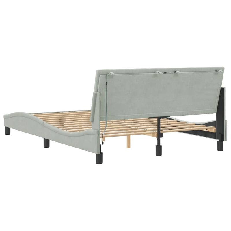 vidaXL Bed Frame with LED Lights Platform Bed Base Bedroom Furniture Velvet