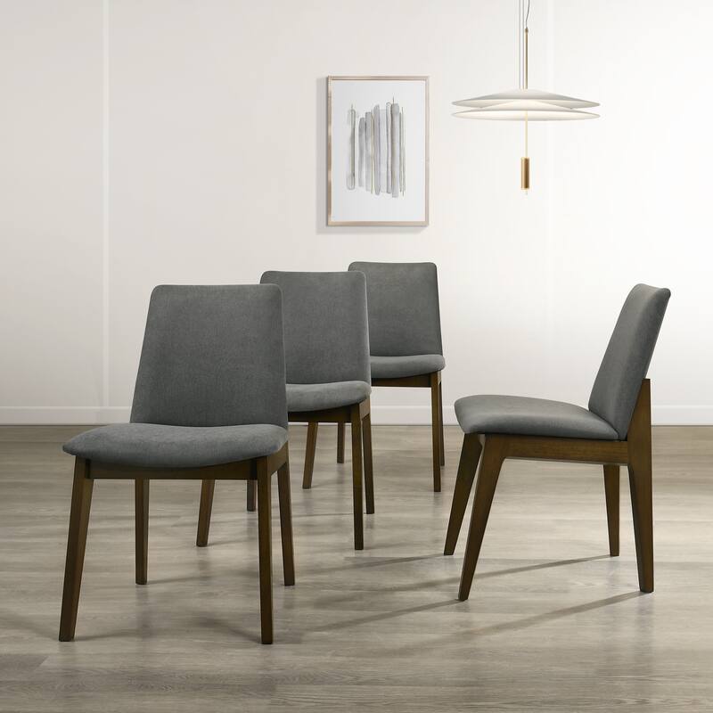 CraftPorch Mid-century Modern Upholstered Dining Chair and Wooden Bench (Set of 5)