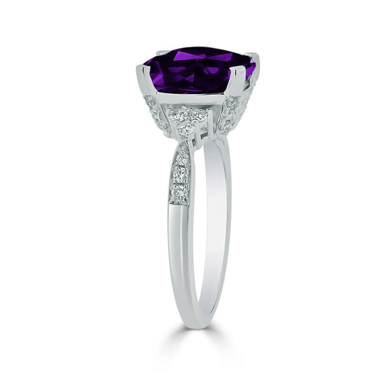 Auriya 3 1/8ct Fancy Cushion Purple Amethyst and Diamond Engagement Ring 1/4ctw 14k Gold