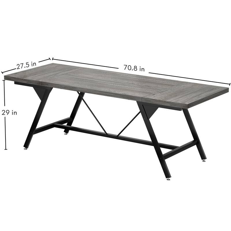 70.8-in Modern Farhouse Dining Table for 6 people, Large Kitchen Desk for Dining Room