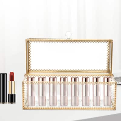 24 Slots Glass Lipstick Holder Makeup Organizer Jewelry Storage