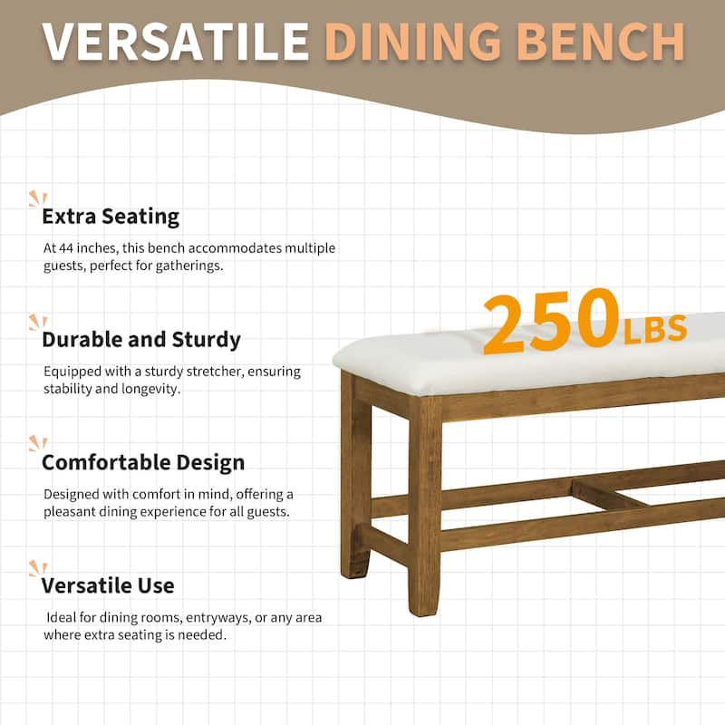 Farmhouse 6-Piece Extendable Dining Table Set with Removable Leaf and Versatile Dining Bench