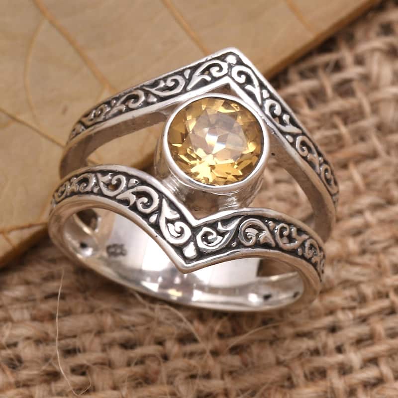 Novica Handmade Crown Of Sunshine Citrine Cocktail Ring