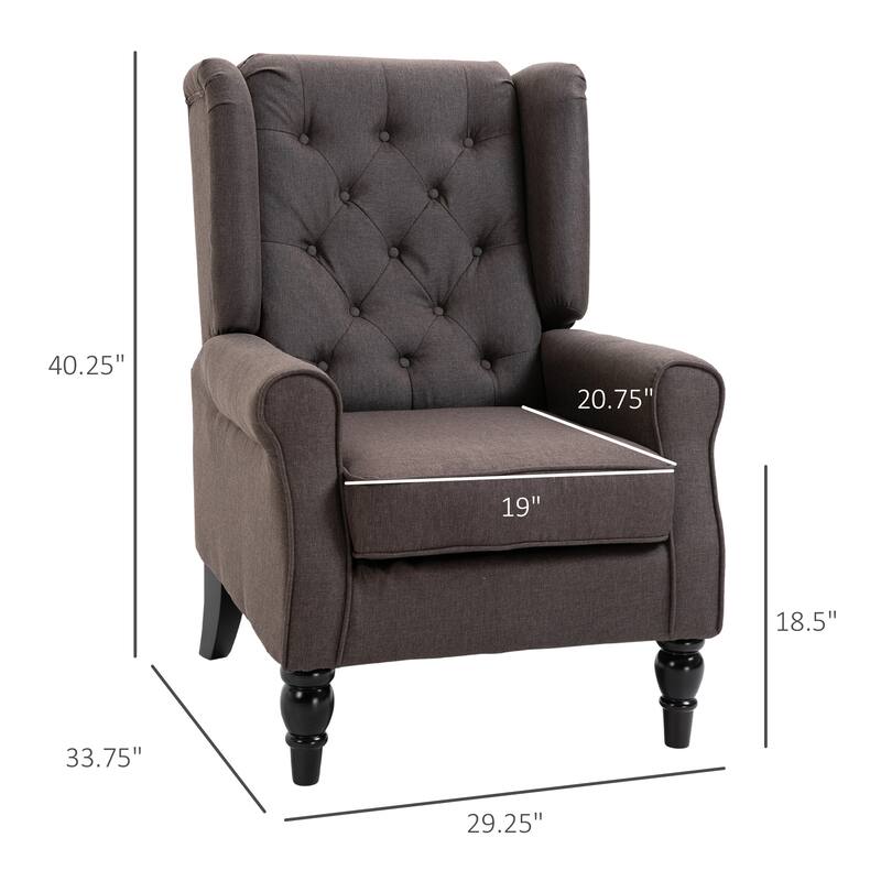 Fabric Wood Accent Chair with Diamond Tufting - 29.25"W x 33.75"D x 40.25"H