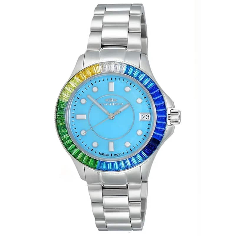 Oniss Women's Crown Blue Dial Watch - ON7323-70LBU - One Size