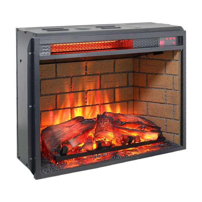 Ultra-Thin 23-Inch Electric Fireplace Insert with Adjustable Flame & Timer