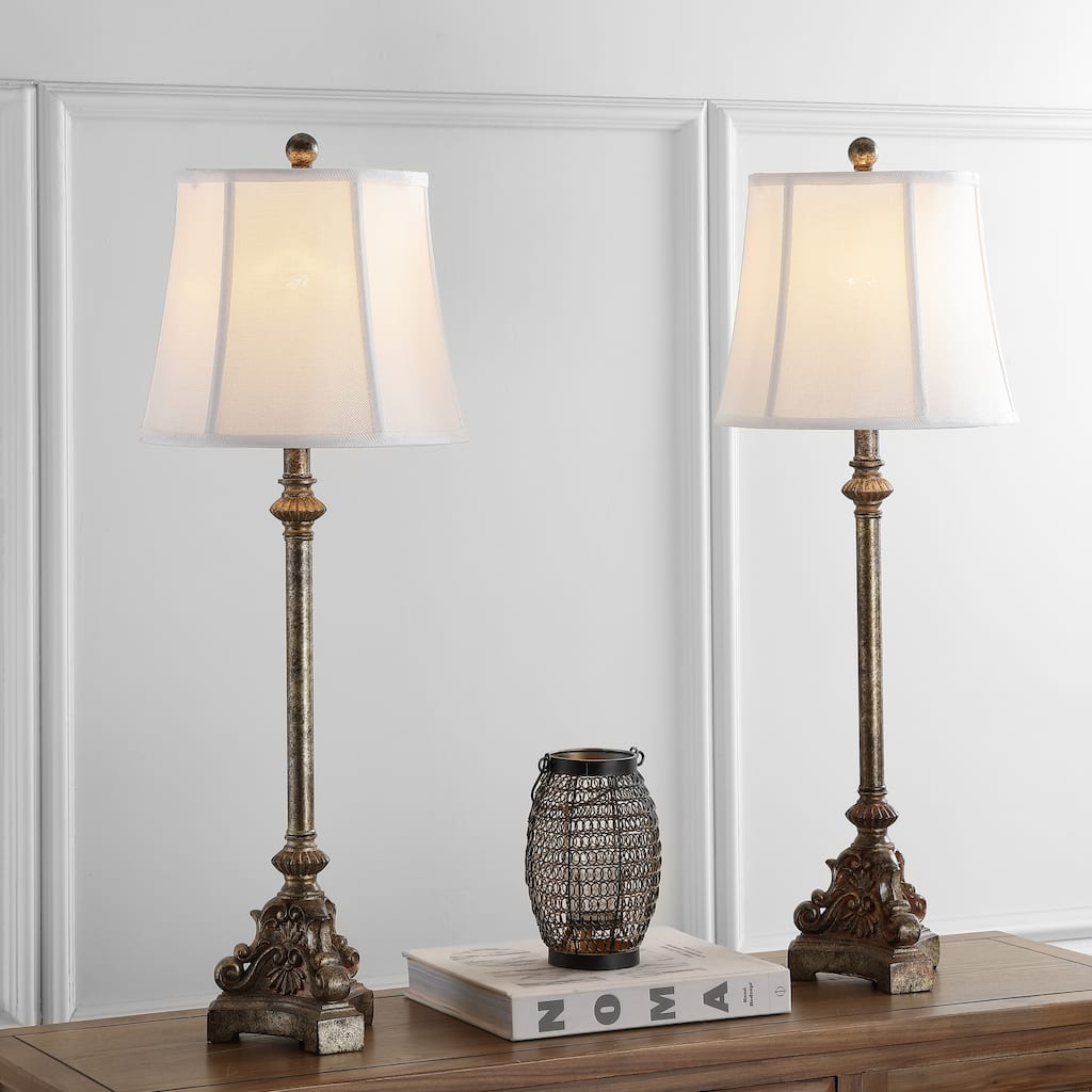 SAFAVIEH Lighting Tameka 34-inch Console Antiqued Table Lamp (Set of 2) - 12"x12"x33.5" - 12Wx12Dx34H