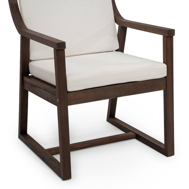 Round Patio Dining Table Set for 6 with Umbrella Hole Durable Acacia Wood Outdoor Furniture