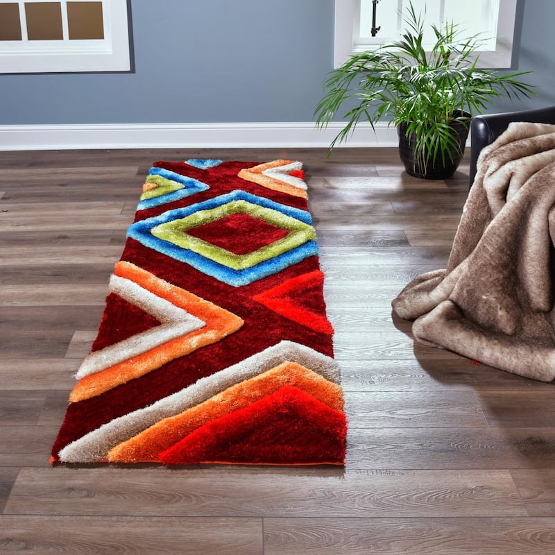 Mateos Shag Collection Multicolor Abstract Area Rug