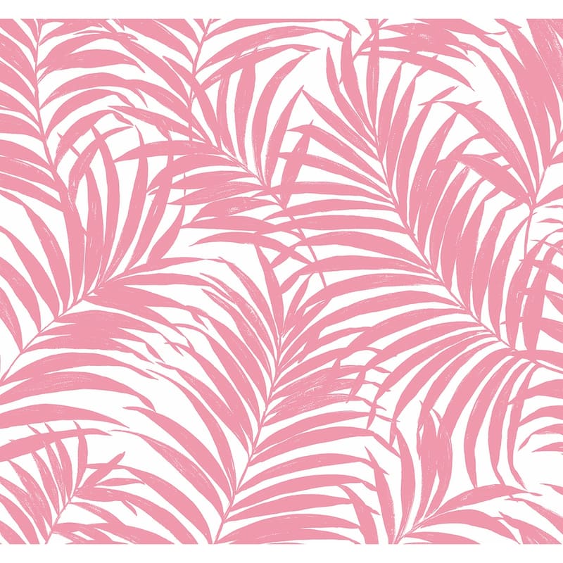 NextWall Beach Palm Peel and Stick Wallpaper - 27 in. W x 18 ft. L - 27 in. W x 18 ft. L - Pink