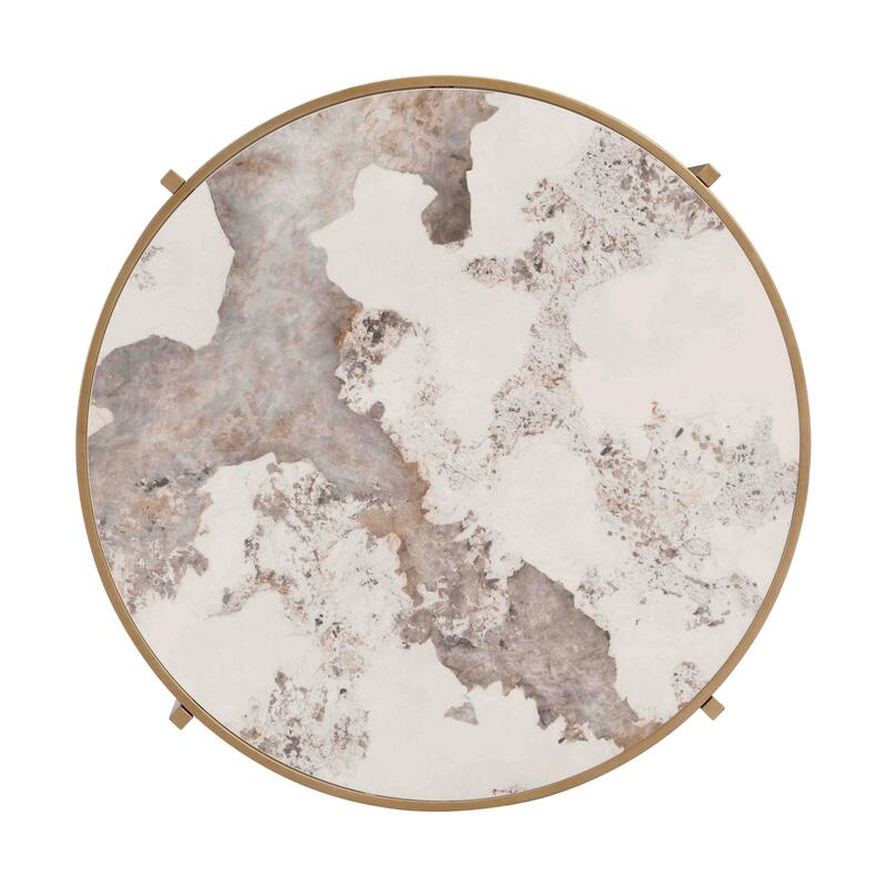 32.48'' Chrome Round Coffee Table with Sintered Stone Top