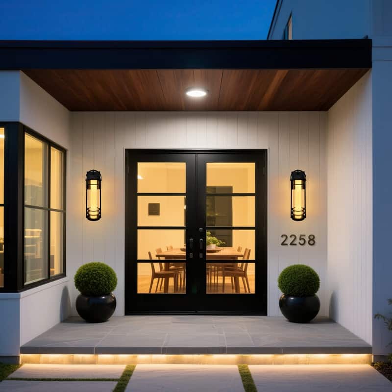 Modern LED Outdoor Wall Lanterns -15" Black Sconces With 5 Adjustable Color Temperatures, Waterproof (2-Pack)