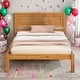 preview thumbnail 1 of 6, Twin Platform Kids Bed Frame with Headboard, Durable Wood Slat Support, No Box Spring Needed, Easy to Assemble, Espresso Oak