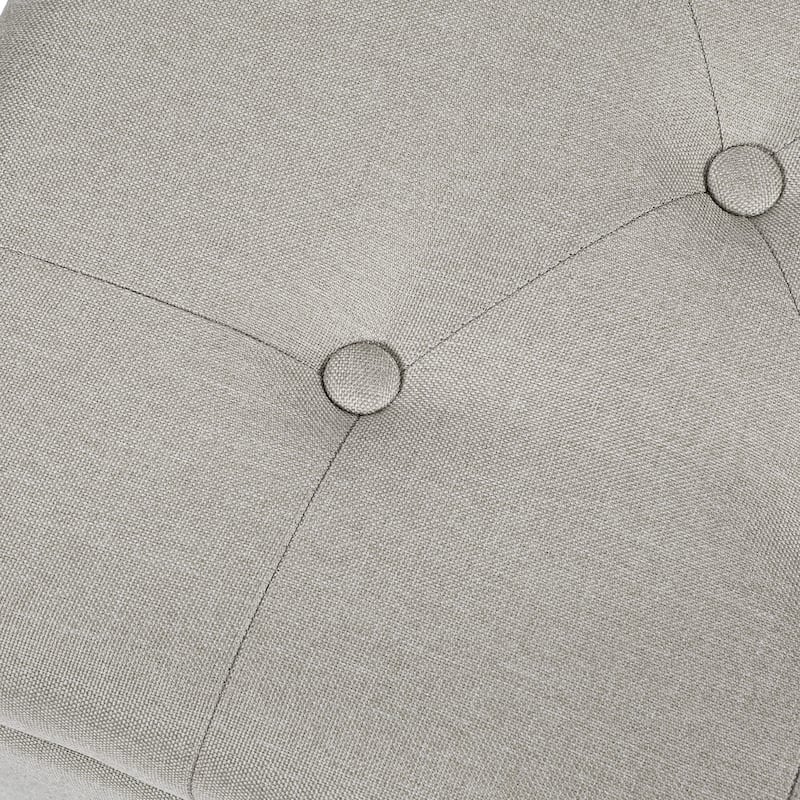 Adeco Storage Ottoman Tufted Linen Wood Bench with Nails
