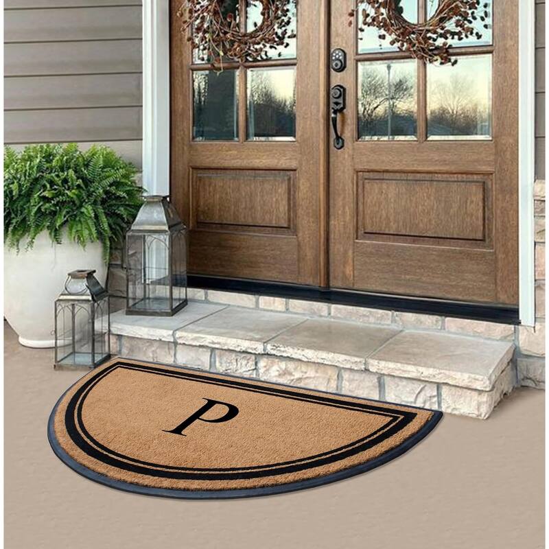 A1HC Natural Coir & Rubber Hand Flocked Thick Durable Monogrammed Doormats, 36" x 72"