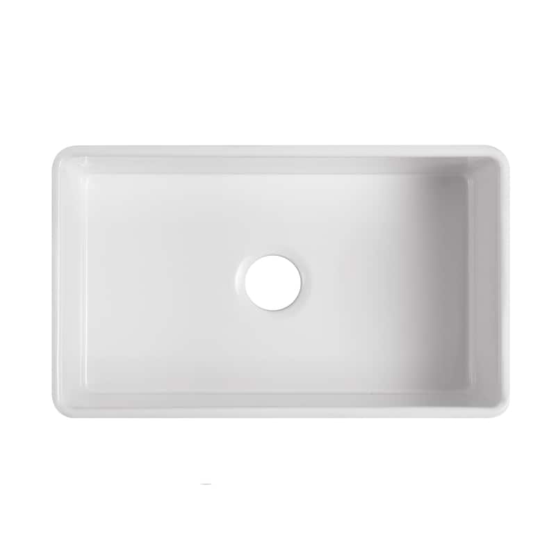 Premium White Fireclay Kitchen Sink for Home, Farmhouse (Grid & Strainer Included)