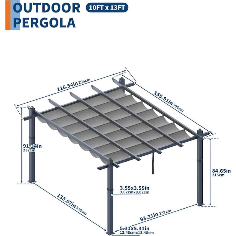 10x13 Ft Patio Outdoor Pergola and Gazebos for Existing Deck, Backyard Garden Porch