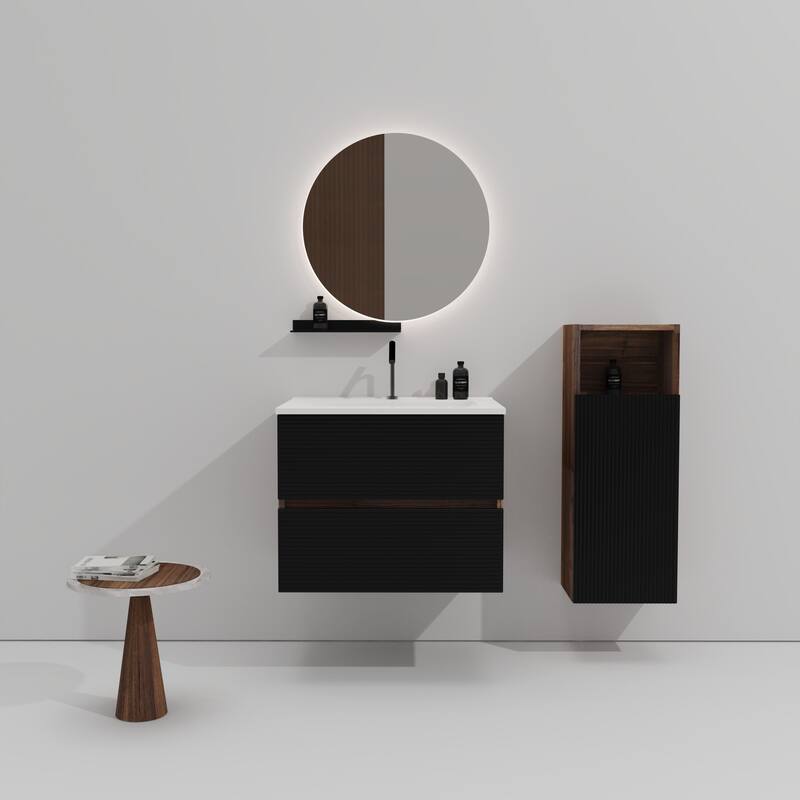 35" Modern Bathroom Vanity with Silent Soft-Closing Drawers, Eco-Friendly Natural Oak Finish