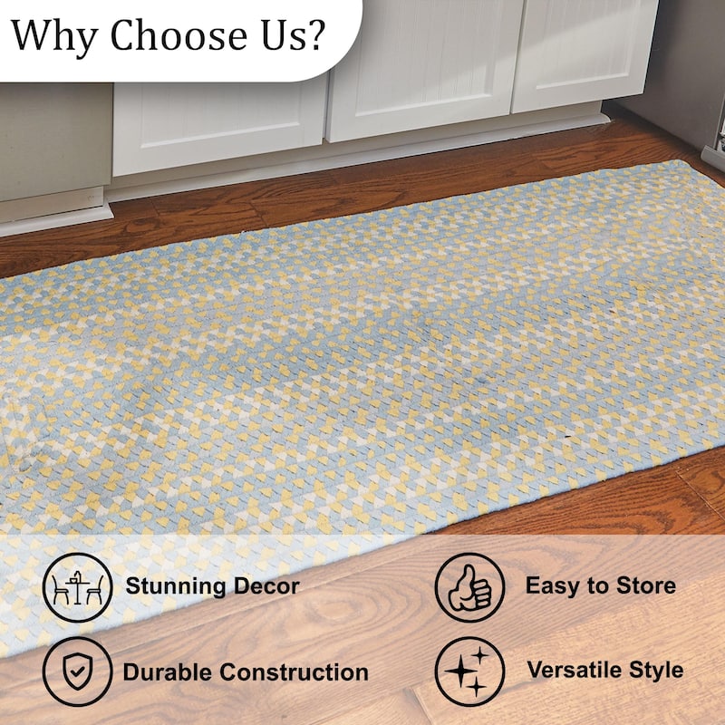 Park Designs Cozy Cottage Braided Blue Rectangle Indoor Rug Runner 2' x 6' - 2'x6'
