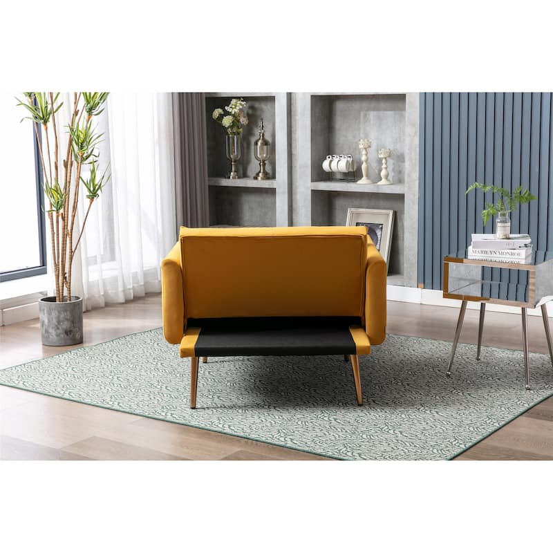 Velvet Upholstered Tufted Living Room Sleeper Sofa Chair With Rose Golden feet