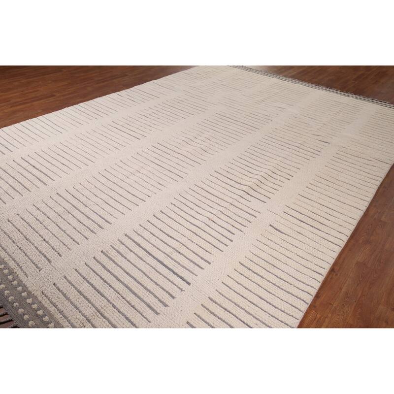 Earth Tone Moroccan Modern Area Rug Hand-Knotted Wool Carpet - 9'0" x 12'10"