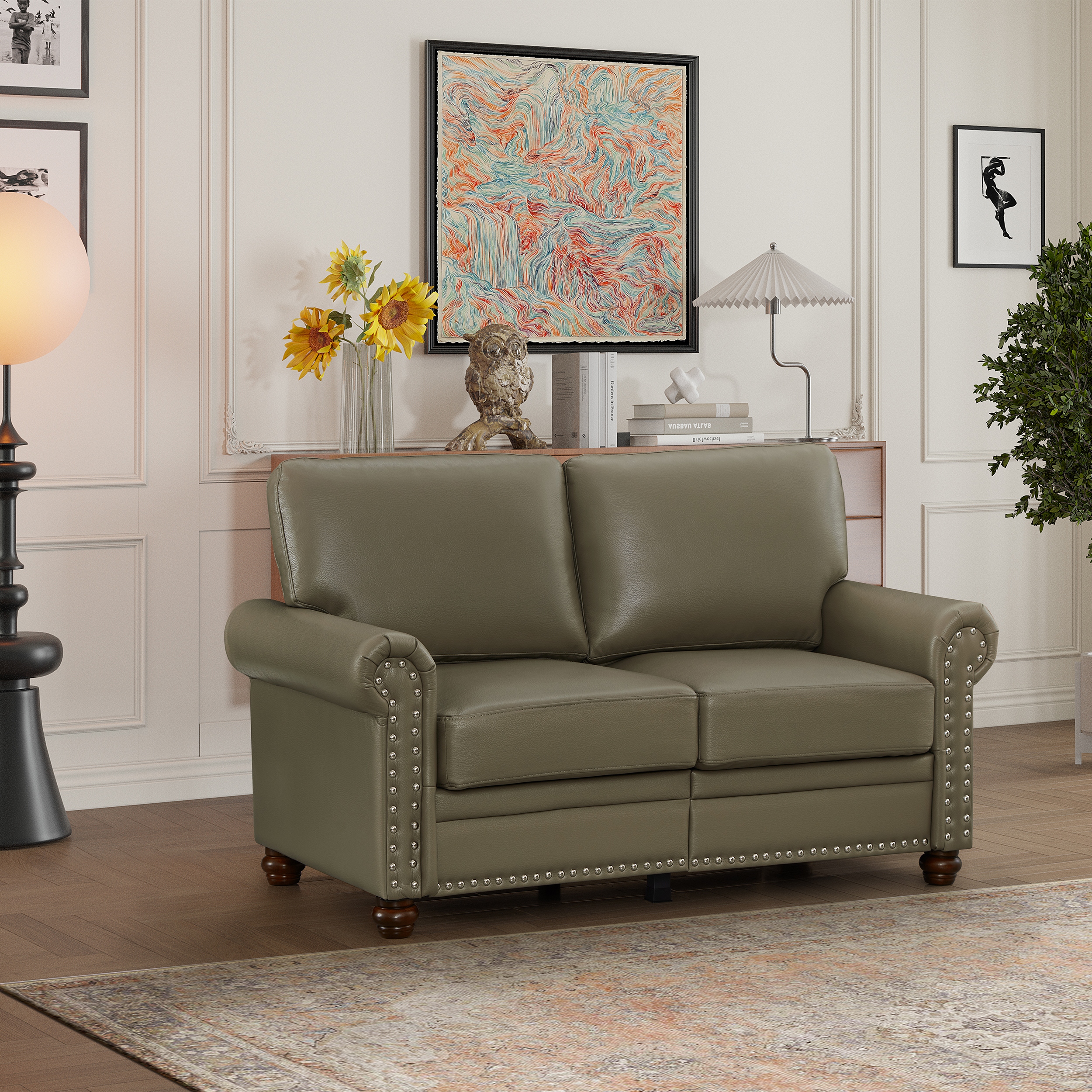 Small faux leather loveseat discount