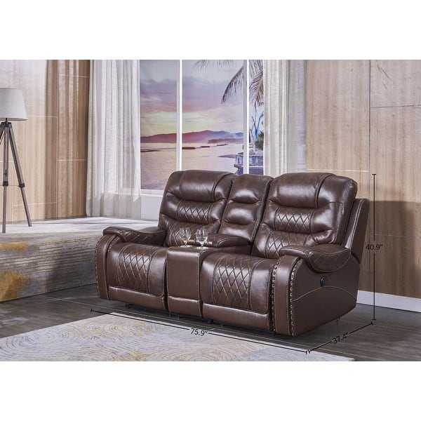 Phoenix Motion Group Leather Reclining Loveseat, Brown Bed Bath