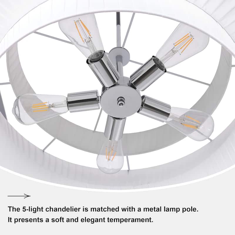 Modern 3-Tier Drum Chandeliers Fabric Shade Ceiling Hanging Pendant - 3-Tier/23.6inch