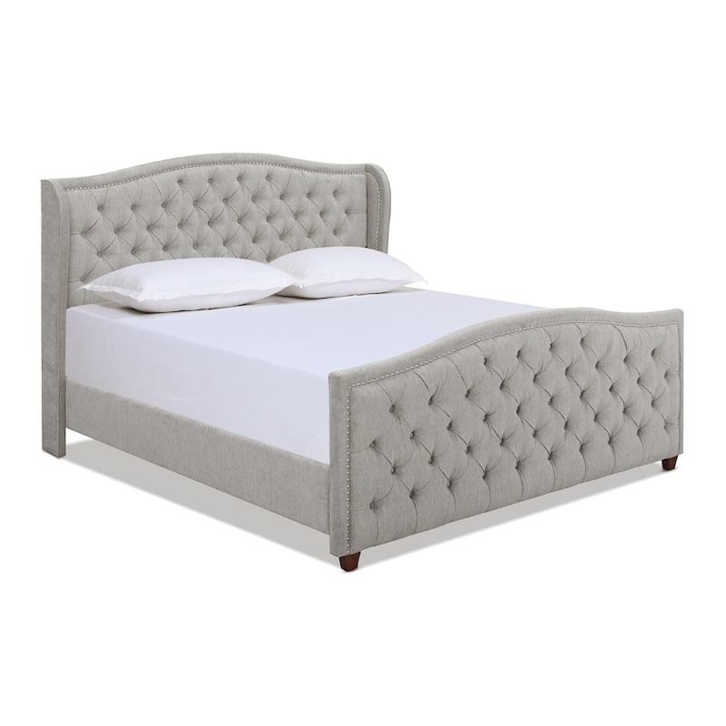 Athens Upholstered Nailhead Tufted Wingback Panel Bed