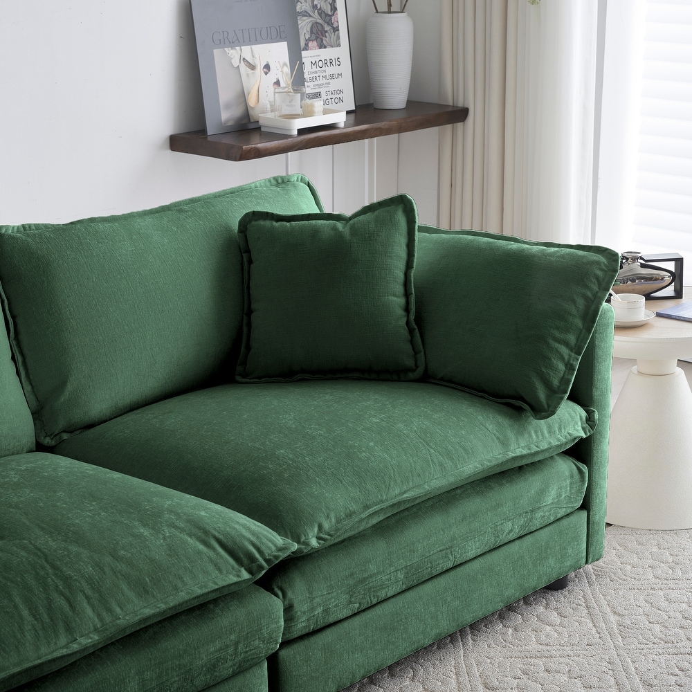  COULDWILL Sectional Sofa Modern Couch Corduroy Fabric Sofa,  Oversized Couch with Wide Seat Cushions and 4 Pillows for Living Room  Apartment and Office, Green : Home & Kitchen