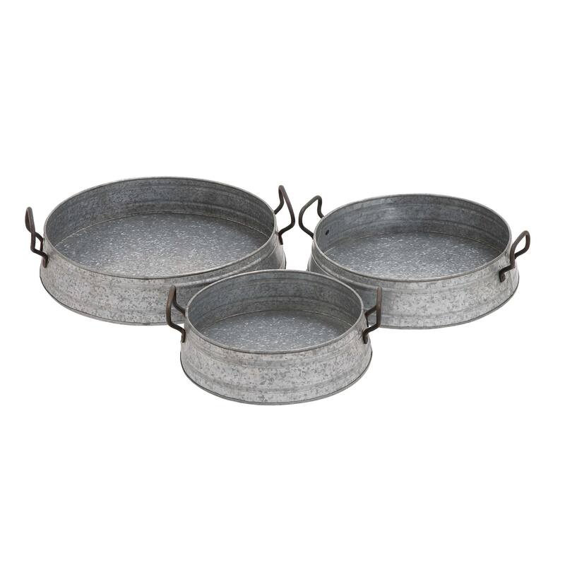 Metal Tray - Set of 3 - Roche River Decor - Grey