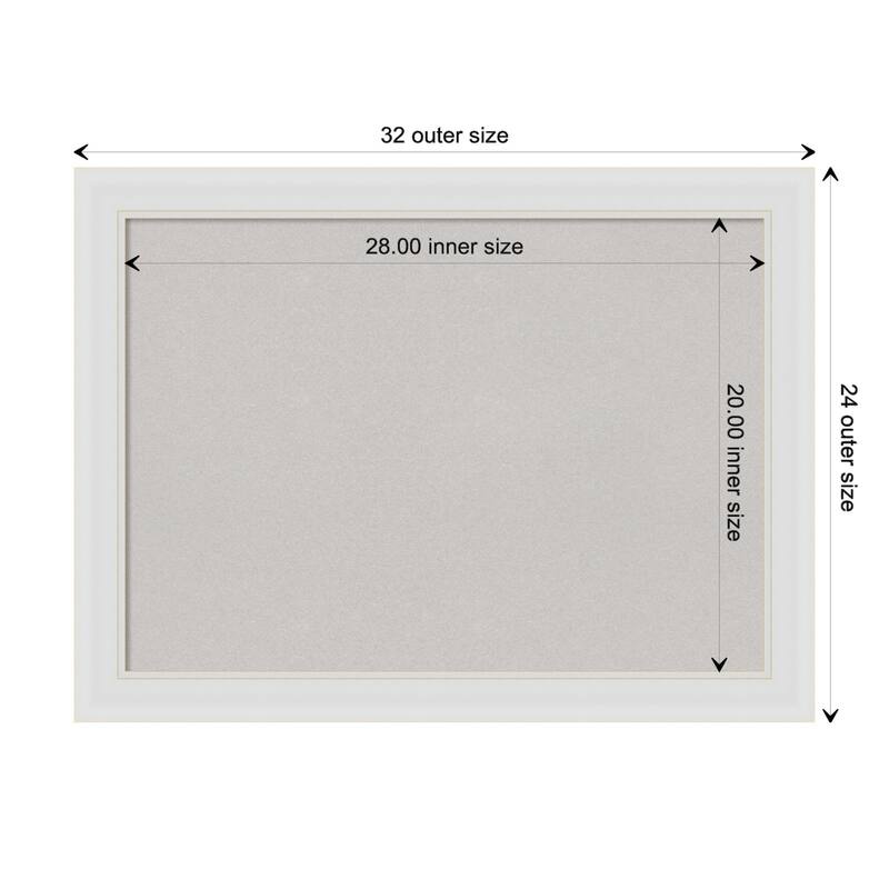 Flair Framed Grey Corkboard Bulletin Board - Flair Soft White - Board Size 28x20