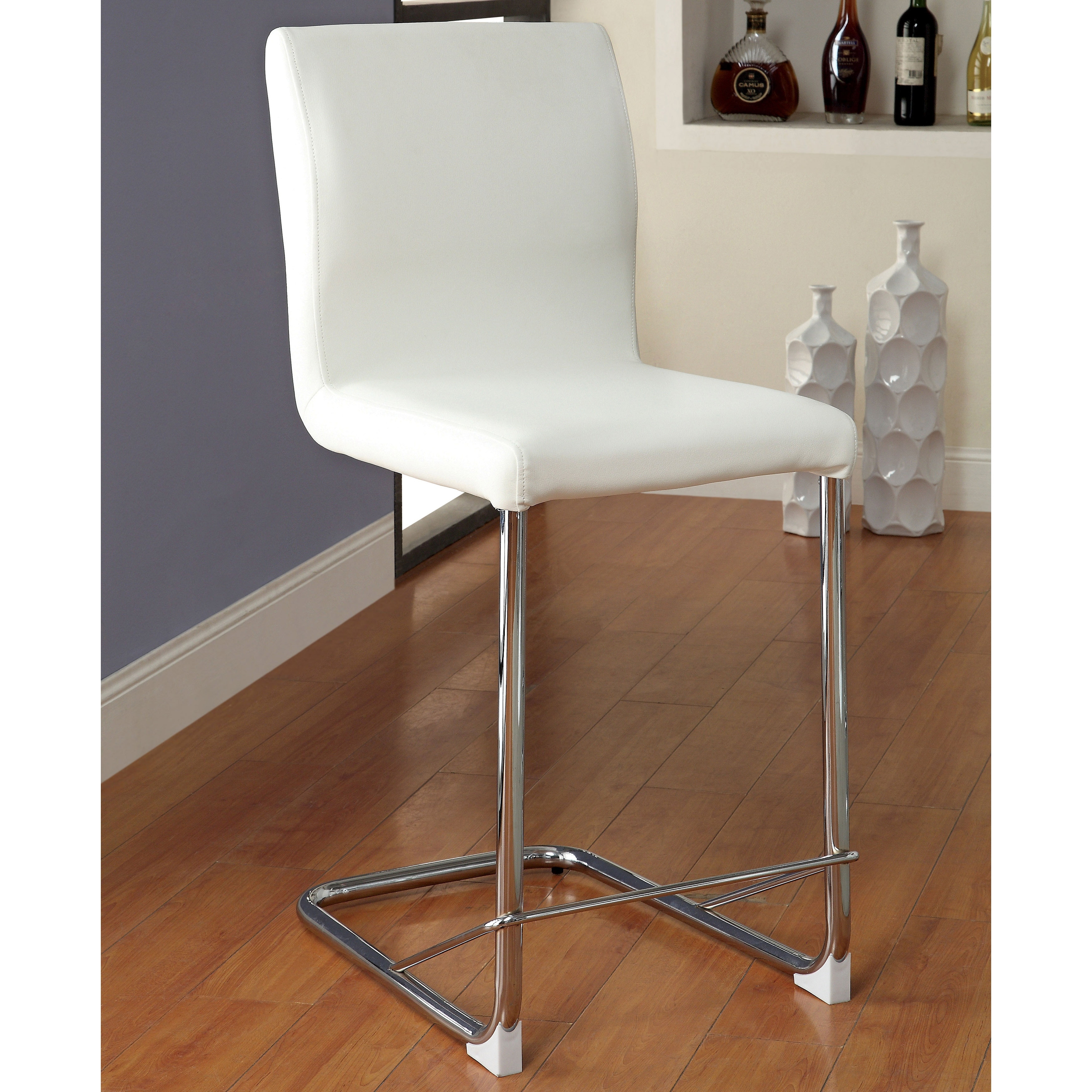 Furniture of America Raji Modern Faux Leather Counter Height Stools (Set of 2)