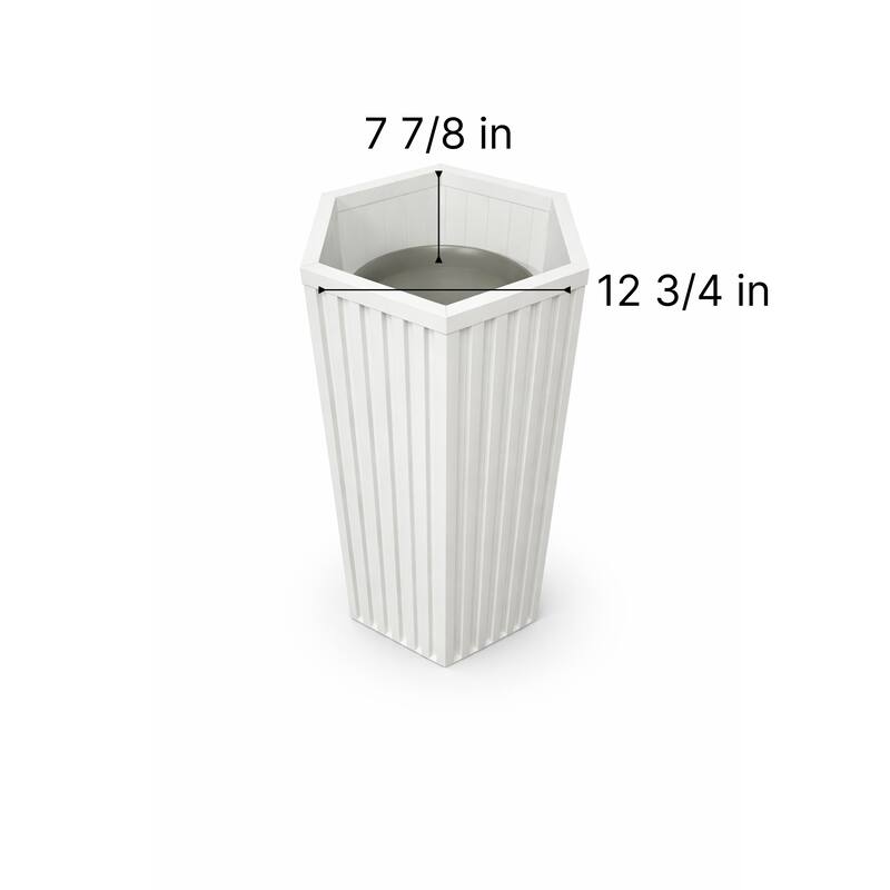 Hexagon Column Planter LG, White