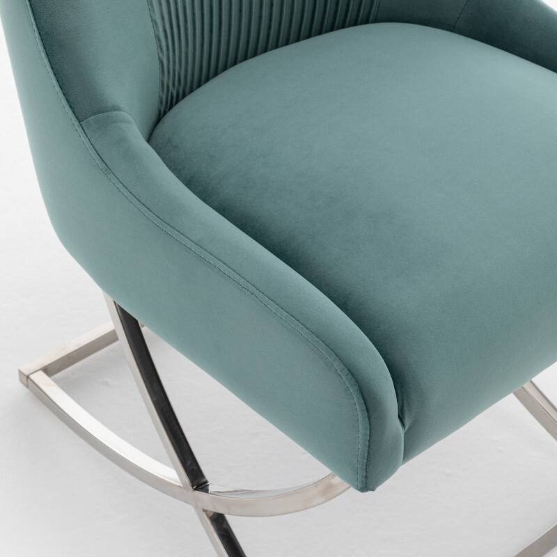 SEYNAR Contempoary Velvet Dining Chair Set of 6 with Metal Frame Legs and Back Pull
