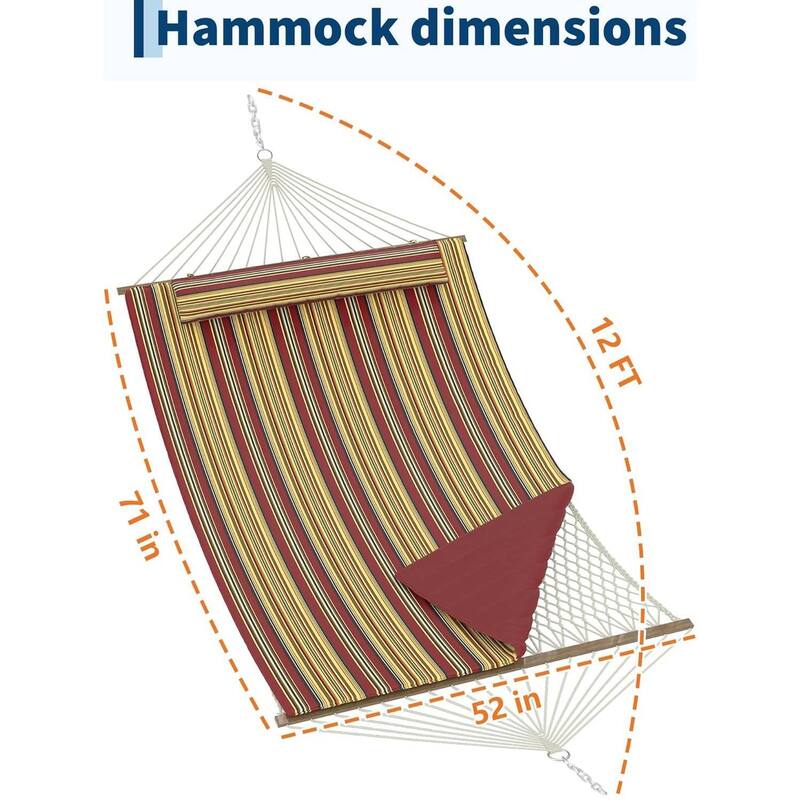 2 in 1 Outdoor Hammock with Cotton Rope and Polyester Pad for Patio, Backyard, Garden, Beach